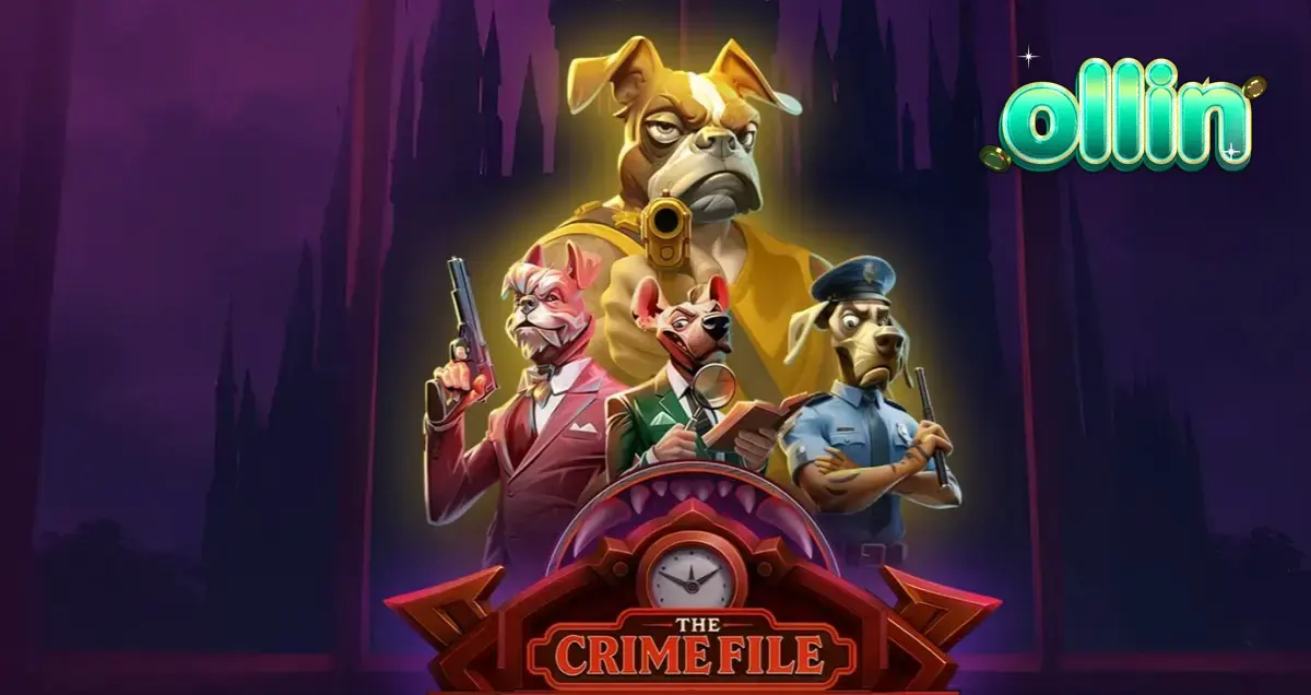 Tampilan visual noir dari slot The Crime File dengan detektif anjing